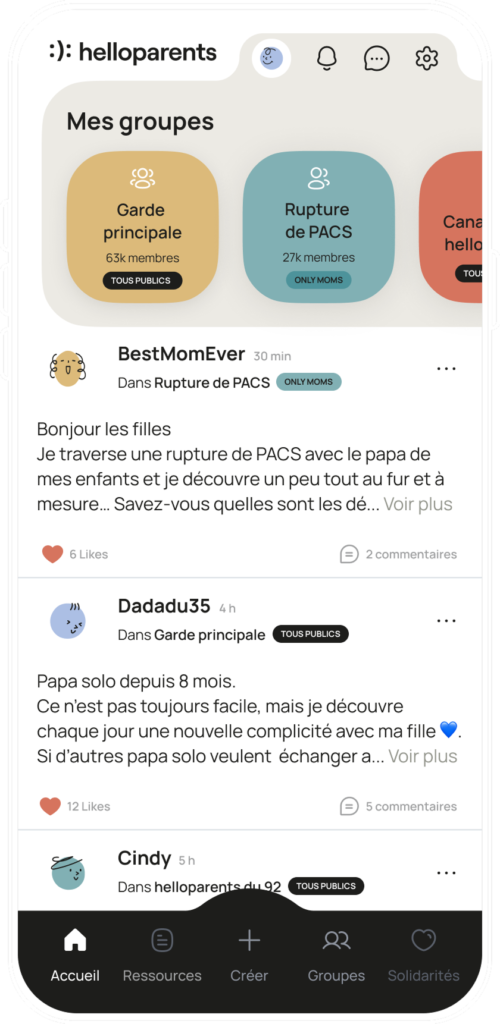 Application communautaire helloparents pour parents séparés