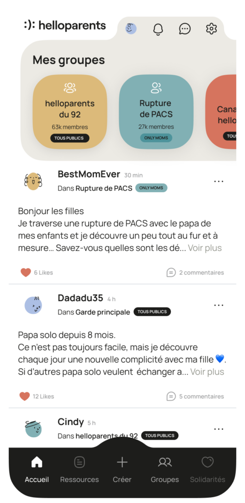 Application communautaire helloparents pour parents séparés